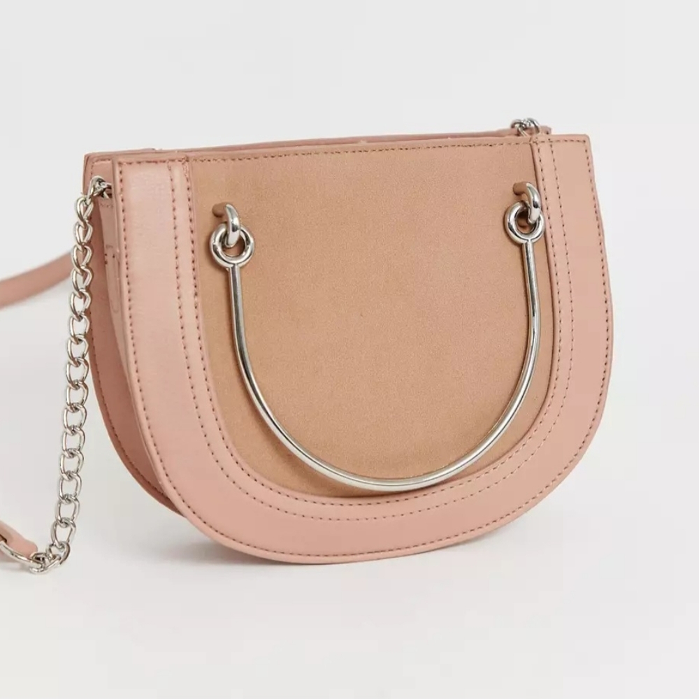 Warehouse pink crossbody bag w/ metal handle